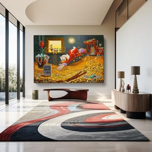 Scrooge McDuck Artwork, Uncle Scrooge McDuck Dive Into Money Poster, Picsou Art, Scrooge McDuck Artwork Canvas, Art Canvas, Art Poster