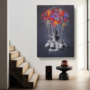 Banksy Balloon Canvas, Balloon Poster, Banksy Art, Wall Art Canvas Design, Ready To Hang Decoration, Banksy Balloon Poster, Art Canvas