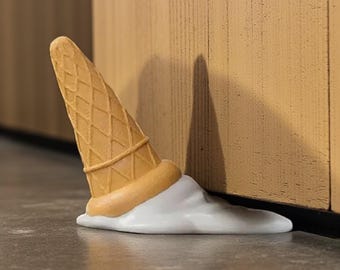 Tope de puerta de cono de helado derretido hecho a mano, decoración de seguridad para guardería