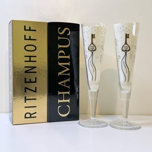 Ritzenhoff Set 2 Bicchieri Da Champagne Goldnacht Champus 205 Ml - Calici Decorati Con Oro, Design Samy Halim, Regalo Con Panno In Microfibra