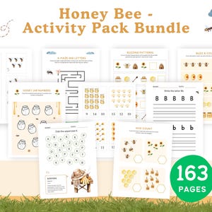 Bee Activity Pack | Worksheets for Preschool Kindergarten Homeschool | Bee Games | Printable Honey Bee Themed Classroom Activities |