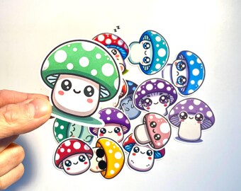 Set of 15 Whimsical Mushroom Sticker Pack  – Matte Vinyl for Planners & Journals