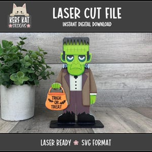 Frankenstein, Shelf Sitter Laser Cutting File, SVG Digital Download, GlowForge, XTool, Halloween Decor, Standing Wood Project, DIY Wood File