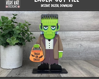 Frankenstein Shelf Sitter Laser Cut File, Halloween Decor SVG (Digital Download)