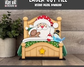 Bedtime Santa Shelf Sitter, Laser Cut File, SVG Digital Download, Laser Ready, GlowForge, XTool, Christmas Decoration Decor, Clause Pajamas