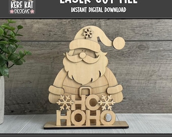 Santa Shelf Sitter SVG Cut File, Laser Ready Christmas Decor (Digital Download)