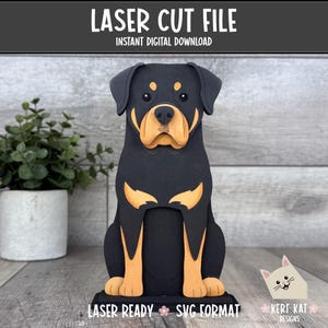 Rottweiler Dog Shelf Sitter, Laser Cut File, Wood Decor SVG (Digital Download)