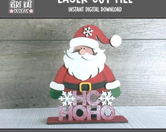 Santa Shelf Sitter SVG Cut File, Laser Ready Christmas Decor (Digital Download)