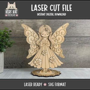 Fata farfalla, file pronto per il taglio laser, SVG, download digitale istantaneo, GlowForge, XTool, fai da te, arredamento per la casa, decorazione da scaffale, regali, mercatino dell'artigianato