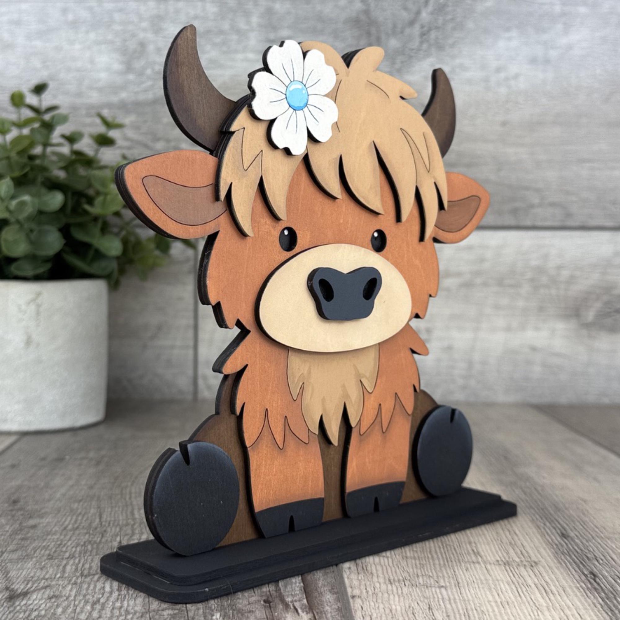 Highland Cow Shelf Sitter Glowforge Laser Cut File, SVG (digital ...