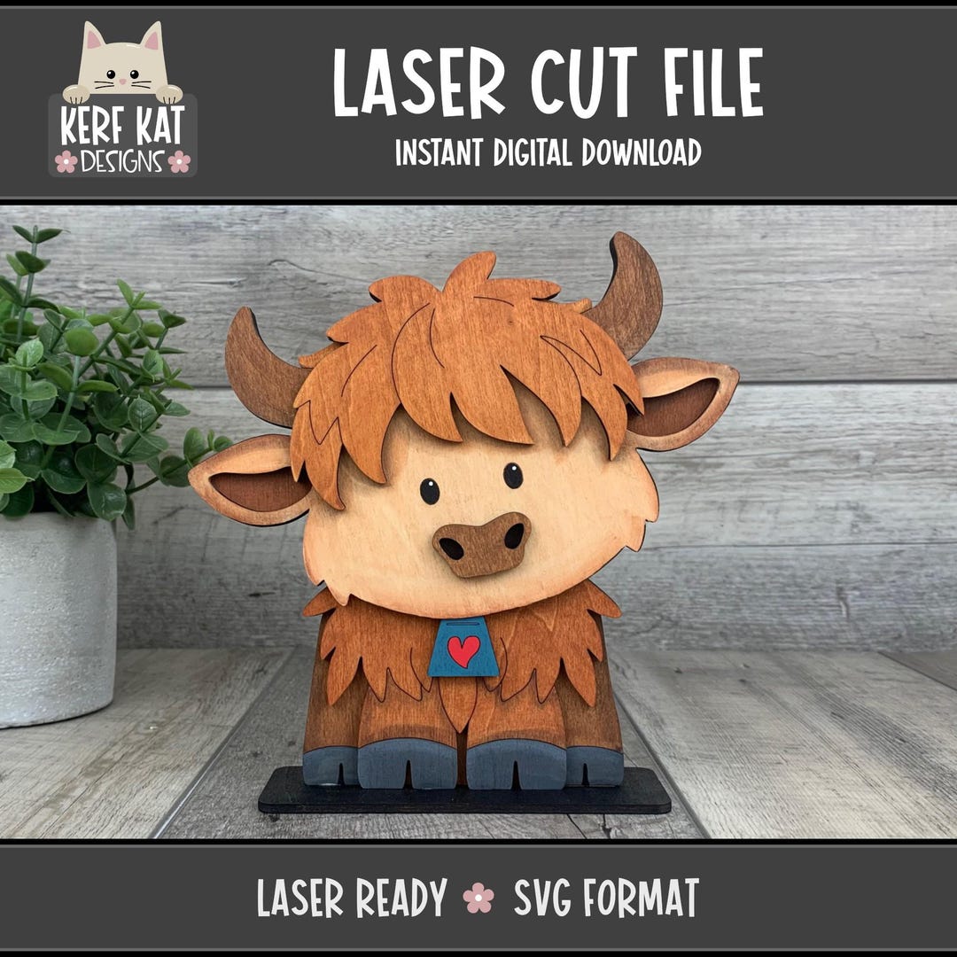 Highland Cow Shelf Sitter, Laser Cut File SVG (digital Download 3mm ...