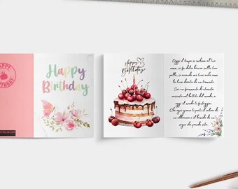 Digital Greeting Card "Happy Birthday" - Elegant and Romantic Poem to Download and Print