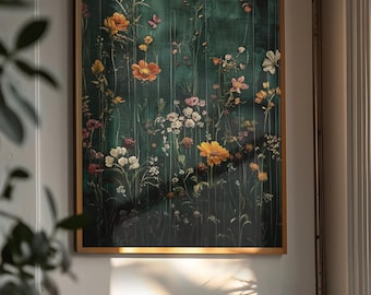 Wildflower Meadow Poster | Vintage Floral Wall Art with Butterflies | Botanical Art Print | Cottagecore Wall Decor | Nature Poster