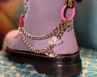 Doc Marten Boot Chains with Butterfly Enamel Charms  [light pink + dark pink]