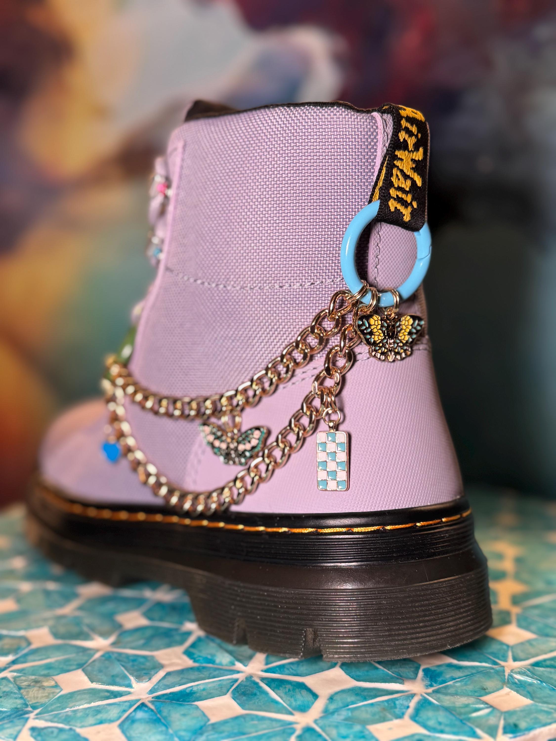 Doc Marten Boot Chains with Butterfly Checker Enamel Charms  [blue + green]