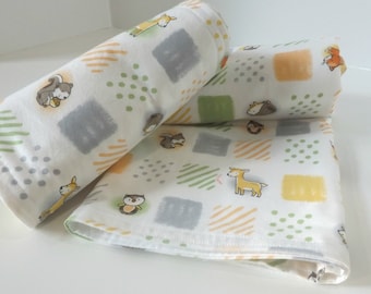 Flannel Baby Blanket with Matching Burp Cloths