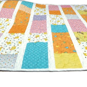 Baby Girl Quilt Patchwork Kate Strain Fabric Grow With Me Baby Girl Quilt with Flannel image 4