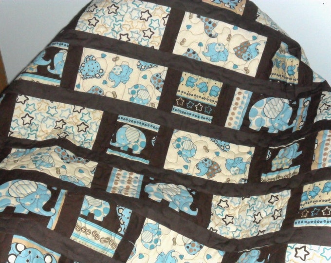 It's A Polka Dot Blue Elephant Quilt Etsy