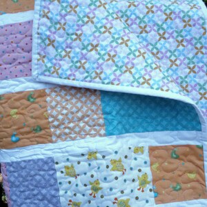 Baby Girl Quilt Patchwork Kate Strain Fabric Grow With Me Baby Girl Quilt with Flannel image 5