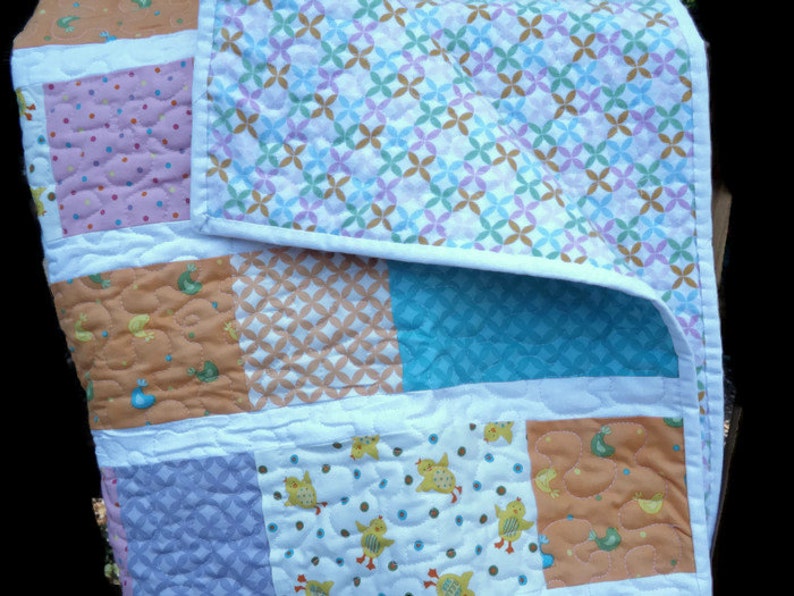 Baby Girl Quilt Patchwork Kate Strain Fabric Grow With Me Baby Girl Quilt with Flannel image 5