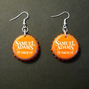 Recycled Beer Bottle Cap Earrings Samuel Adams Octoberfest image 1