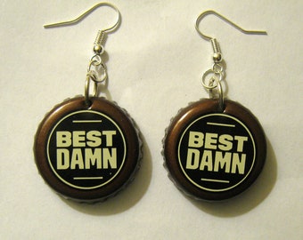 Recycled Bottle Cap Earrings Best Damn Root Beer