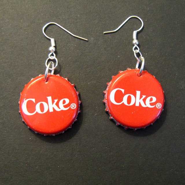Recycled Coca Cola Coke Soda Pop Bottle Cap Earrings Etsy