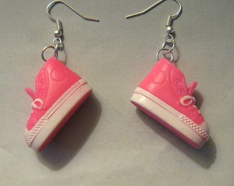 Shoe Earrings Recycled Pink Converse Style Doll Sneaker Earrings