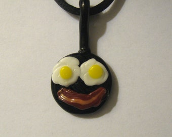 Bacon and Eggs Skillet Glass Pendant