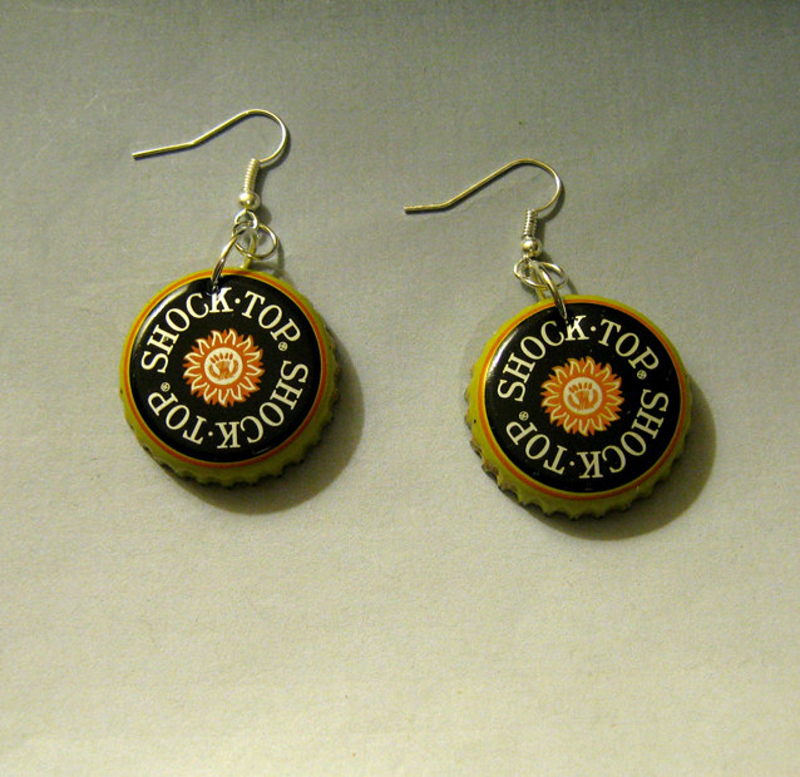 Recycled Shock Top Beer Bottle Cap Earrings Etsy