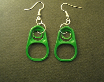 Earrings Recycled Can Tabs Green