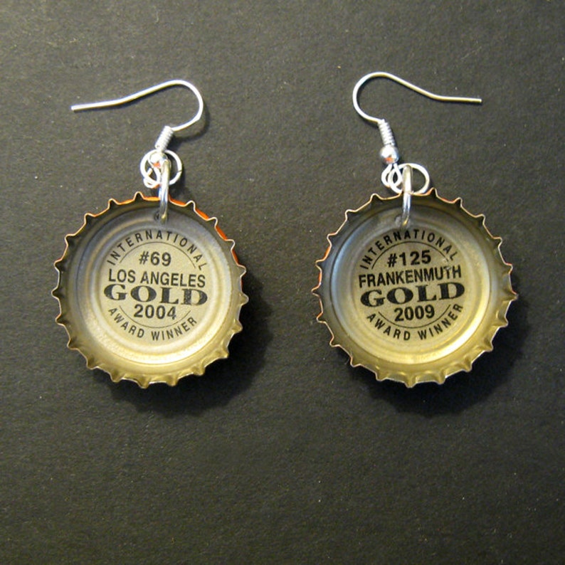 Recycled Beer Bottle Cap Earrings Samuel Adams Octoberfest image 4