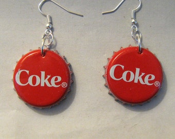 Recycled Coca Cola Coke Soda Pop Bottle Cap Earrings