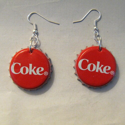 Recycled Coca Cola Coke Soda Pop Bottle Cap Earrings Etsy