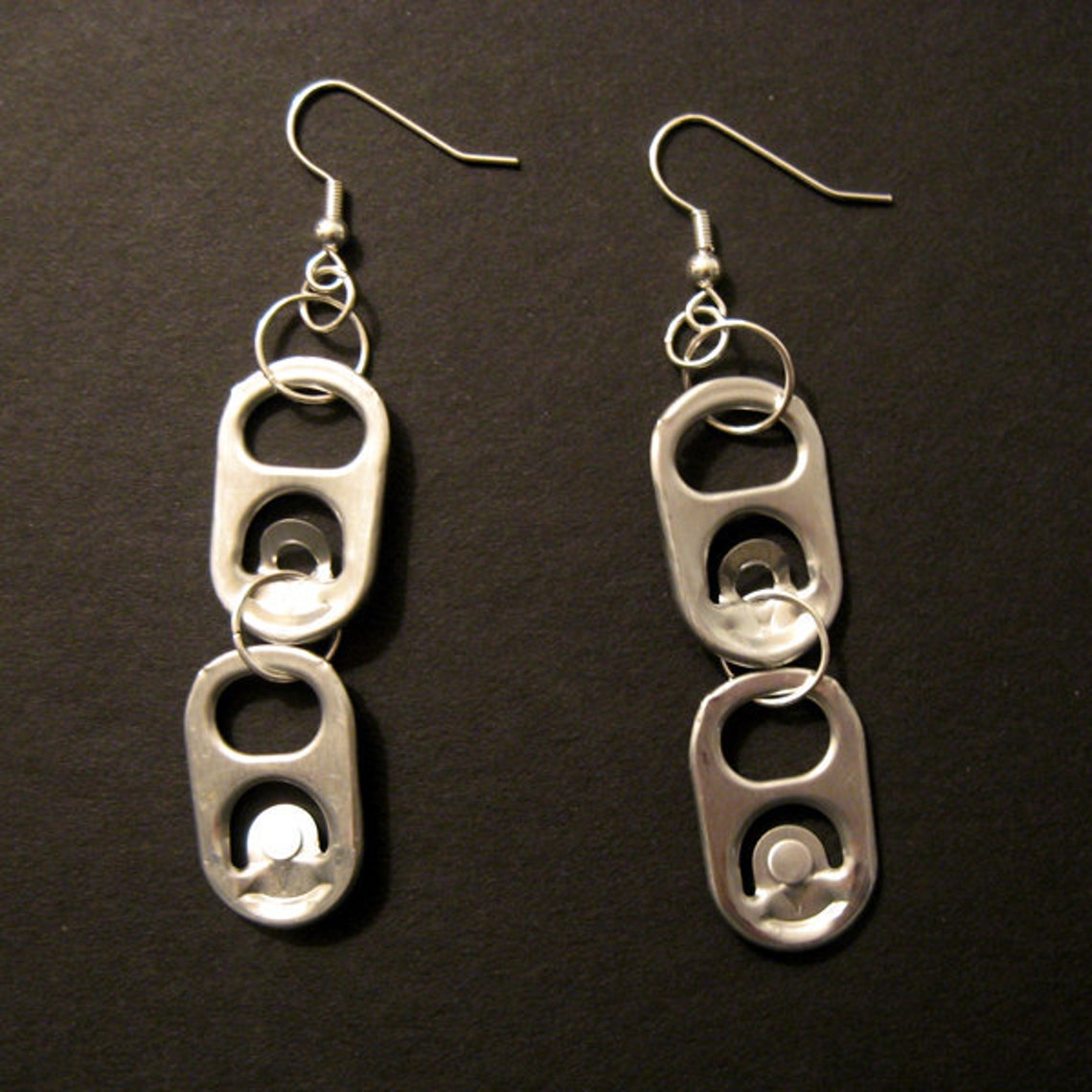 Recycled Soda Pop Can Tab Beer Tab Earrings Double Tabs Etsy