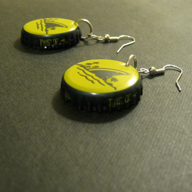Recycled Beer Bottle Cap Earrings Land Shark Etsy