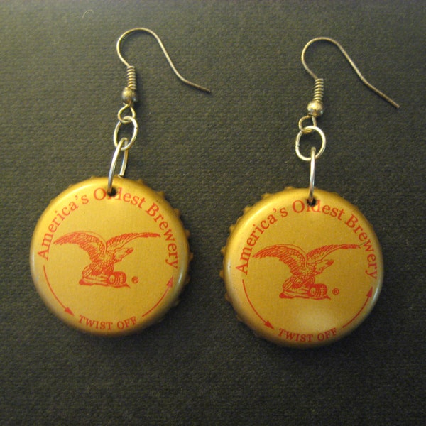 Recycled Bottle Cap Earrings Anheuser-Busch Budweiser Beer