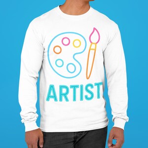 Chemise à manches longues pour artiste Sweat bio unisexe style néon pull en coton pour peintre, cadeau créatif pour artistes, pull à col rond