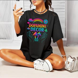 Dopamine Decor Neon Shirt Psychedelic Rainbow T-Shirt Mushroom Trippy Glowcore Aesthetic Tee Bella Canvas 3001