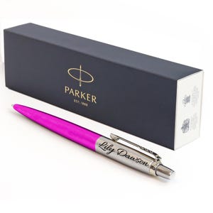 Stylo Parker personnalisé gravé - Rose - Argenté | Cadeau pour elle et lui, professeur, école, mariage, garçons d'honneur, anniversaire, Noël