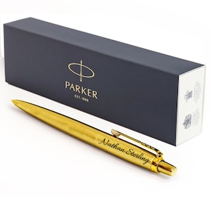 Gegraveerde gepersonaliseerde Parker-jotterpen - goud | Cadeau voor hem en haar, Vaderdag, bruiloft, bruidsjonkers, jubileum, kerst