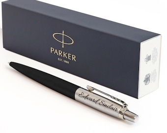 Penna Parker Jotter personalizzata con incisione - Nero - Argento / Regalo per lui e per lei, insegnante, scuola, matrimonio, testimone dello sposo, anniversario, Natale
