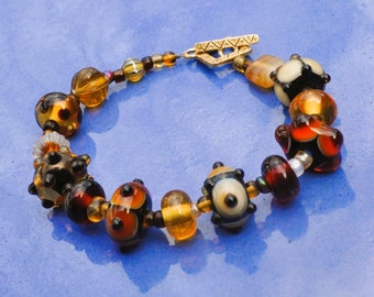 Brown Caramel Coffee Lampwork Bead Bracelet