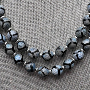 Tibetan Dzi Black White Statement Necklace