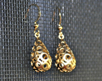 Mod Circles 3D Bubble Teardrop Gold Earrings jewelry under 25