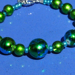 Turquoise Lime Tie Dye Metallic Bracelet