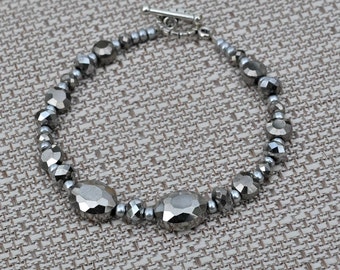 Metallic Silver Glass Crystal Bracelet jewelry under 25