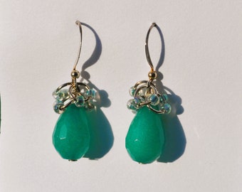 Teal Jade Teardrop Earrings