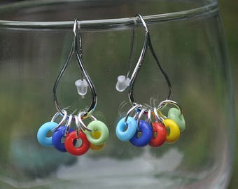 Rainbow Glass Circle Earrings