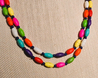 Rainbow Colorful Two Strand Necklace